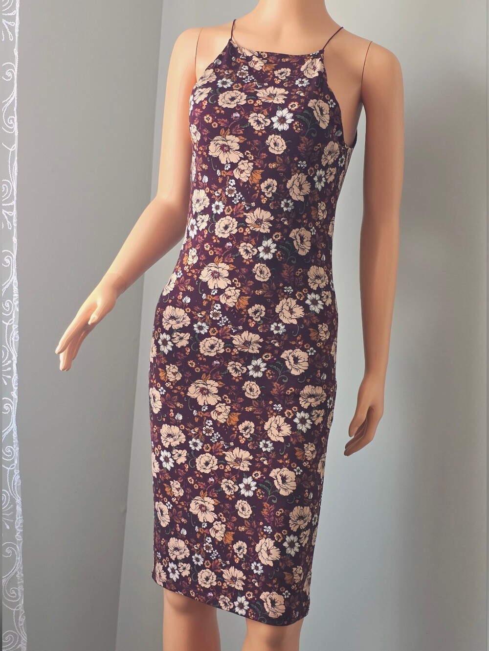 Forever 21 Burgundy Floral Midi Dress